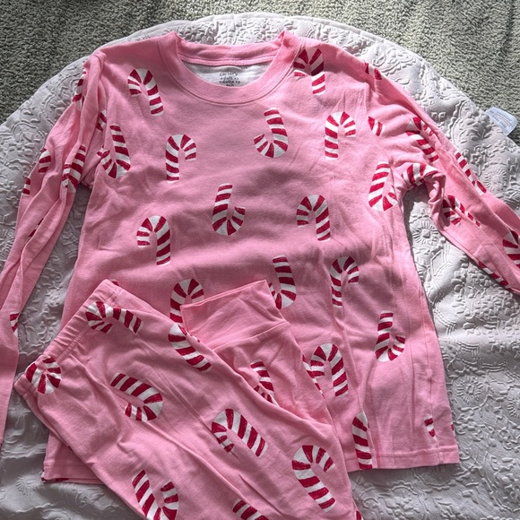Carter's Women’s Pink Candy Cane Pajama  Long-Sleeve 2-Piece Pajamas - Pink XS - Picture 4 of 10